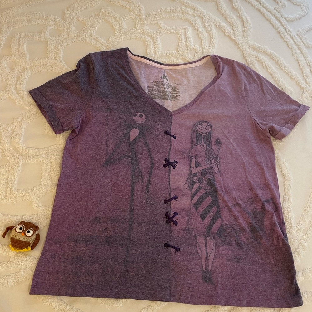 Jack and Sally large Themed Women's V-Neck Graphic Top